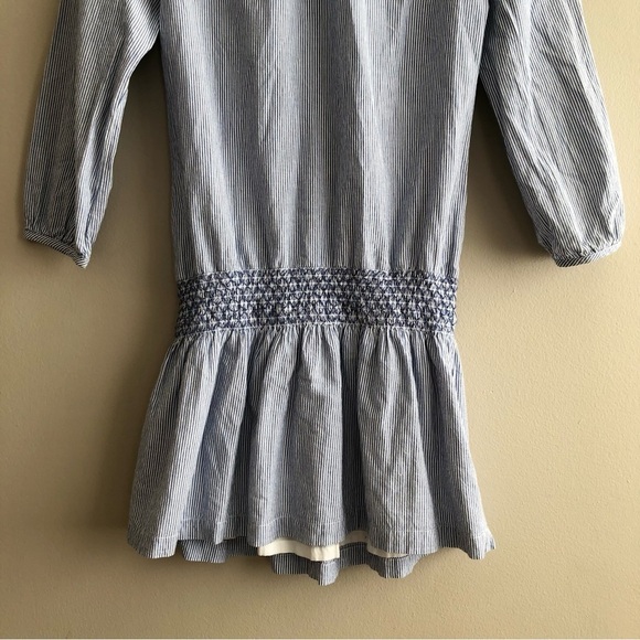 Juicy Couture Y2K Preppy Striped 3/4 Sleeve Long Tunic Shirt Blouse Top Blue - Picture 10 of 13